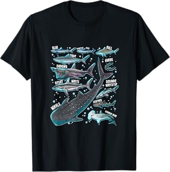 Shark Species Shark Gifts Shark Faces Tee Marine Biology T-Shirt Copy Copy Copy Copy Copy