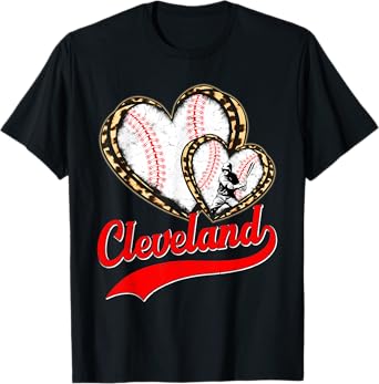 Vintage Cleveland Baseball Leopard Heart Baseball Fans T-Shirt Copy Copy Copy Copy Copy