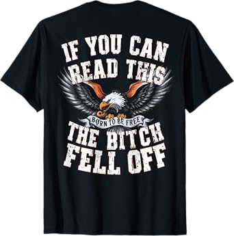 Funny Motocross Dirt Bike Bikers Awesome Motorbike If You Can Read This The Bitch Fell Off Biker Back Print Black Modern Crew Neck Short Sleeve T-Shirt Copy Copy Copy Copy Copy